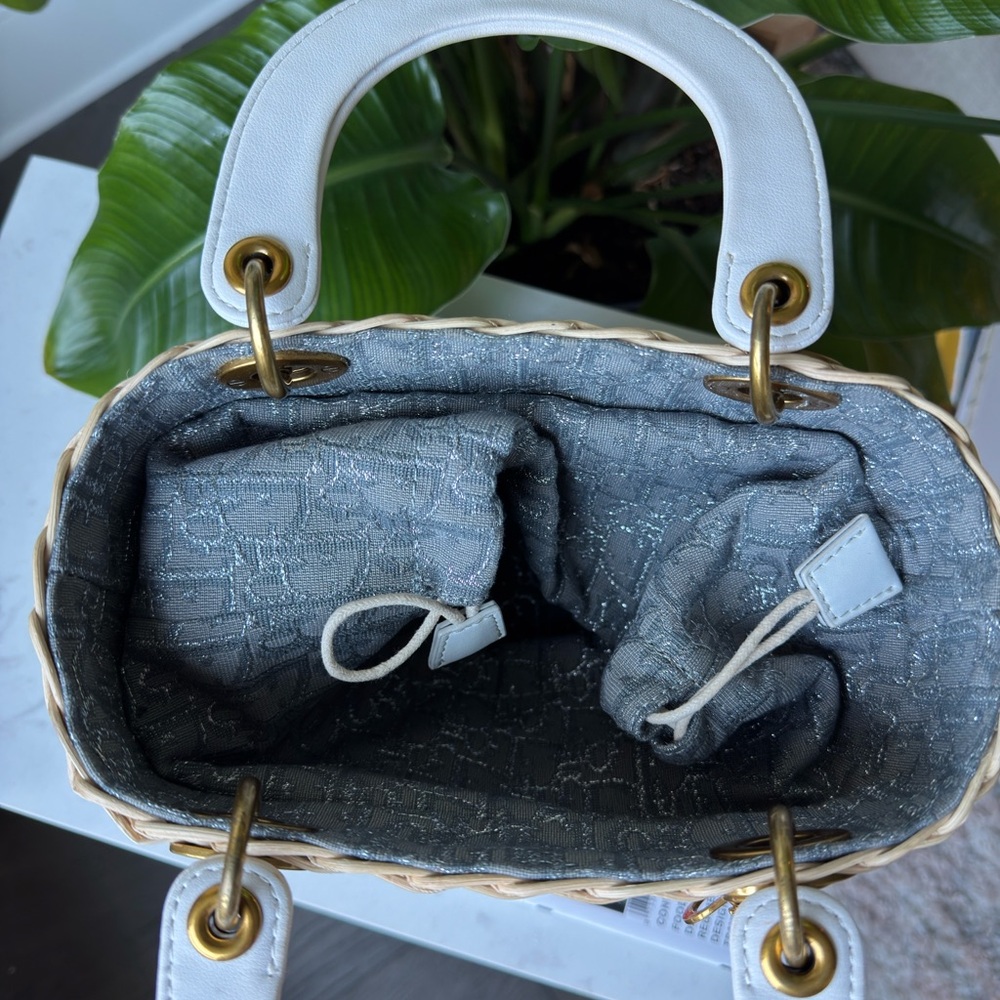 Dior White & Natural Woven Diorissimo Tote - Picture 3 of 11